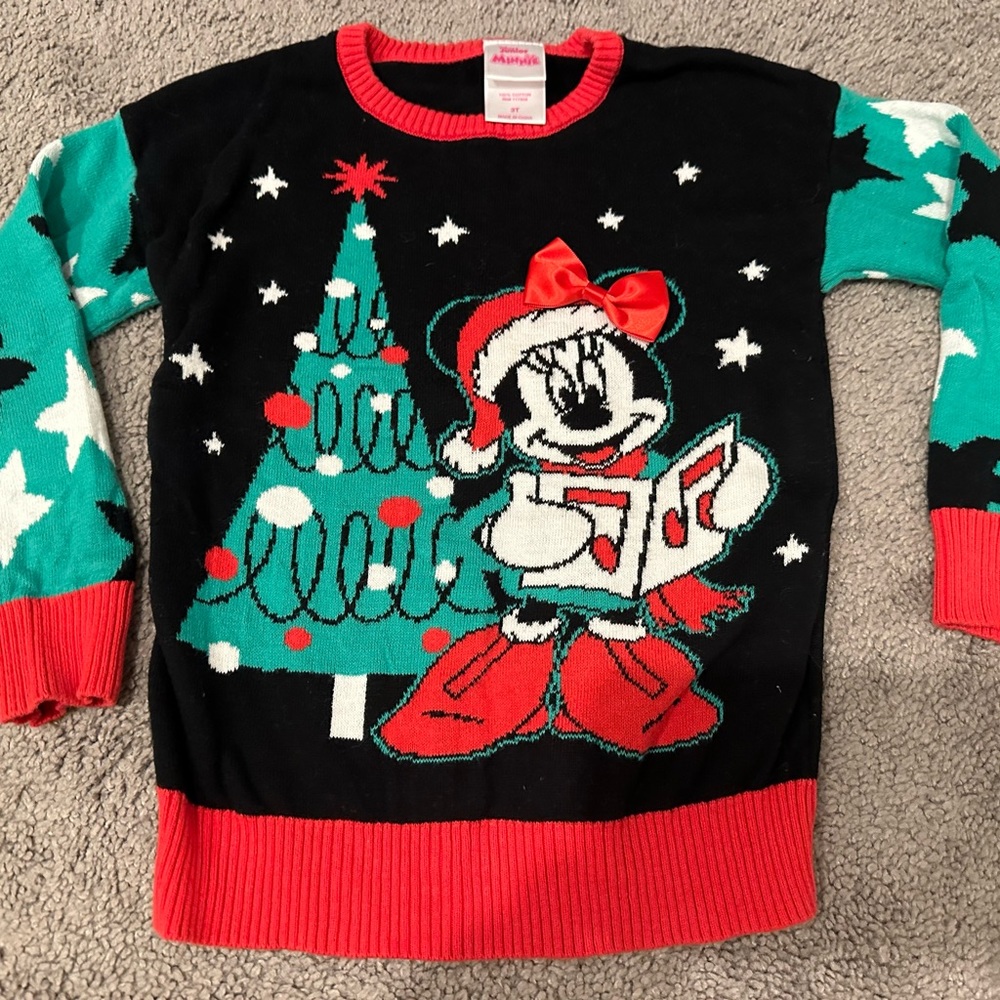 Like new Disney jr toddler girls size 3T Christmas Minnie Mouse sweater